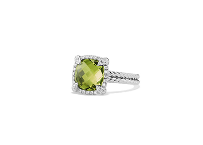 Rhodium Plated CZ Studded Ladies Gemstone Twisted Ring